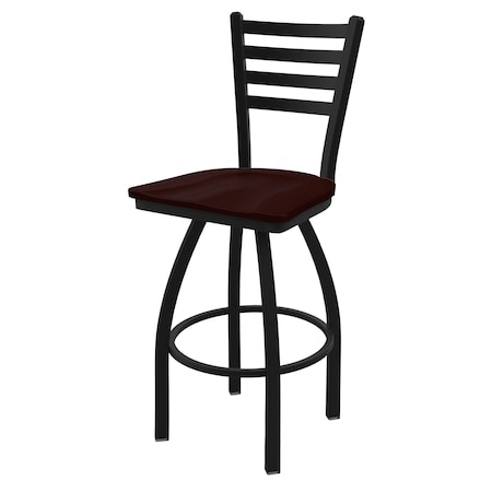 Holland Bar Stool Co 36" Swivel Bar Stool, Black Wrinkle, Dark Cherry Oak Seat 41036BWDCOak
